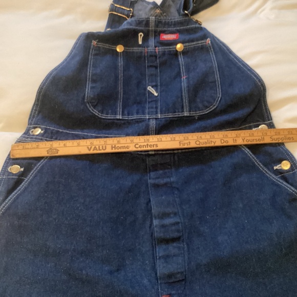 Dickies Mens denim Button Fly Bib Overalls size 40 Made in USA vintage - Picture 9 of 13
